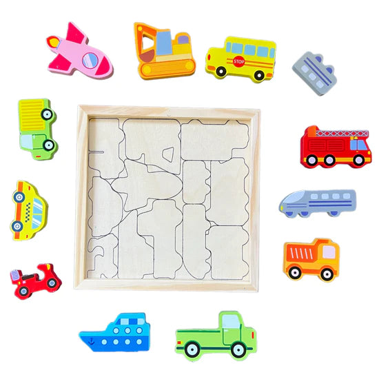 Rompecabezas De vehiculos Tangram De Madera