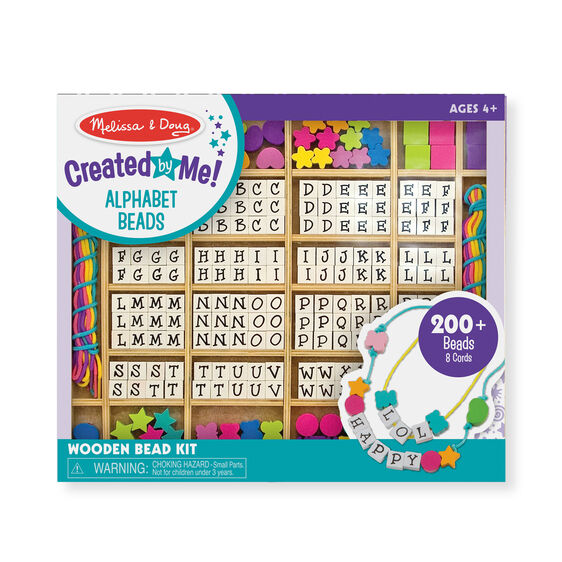 Manualidades: kit cuentas en madera con el alfabeto