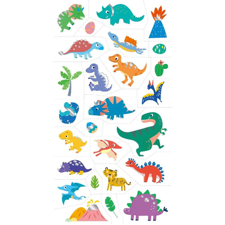 Set De Arte Stickers Y Tattoo Dinosaurios