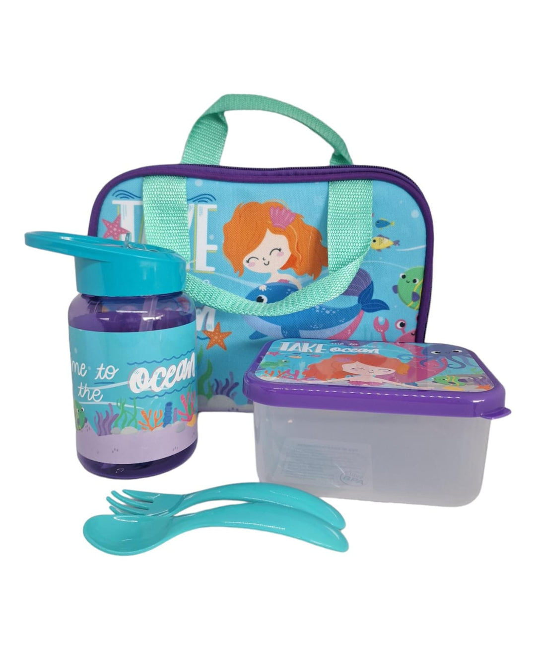 Lonchera En Tela Con Termo sirena para niños niñas