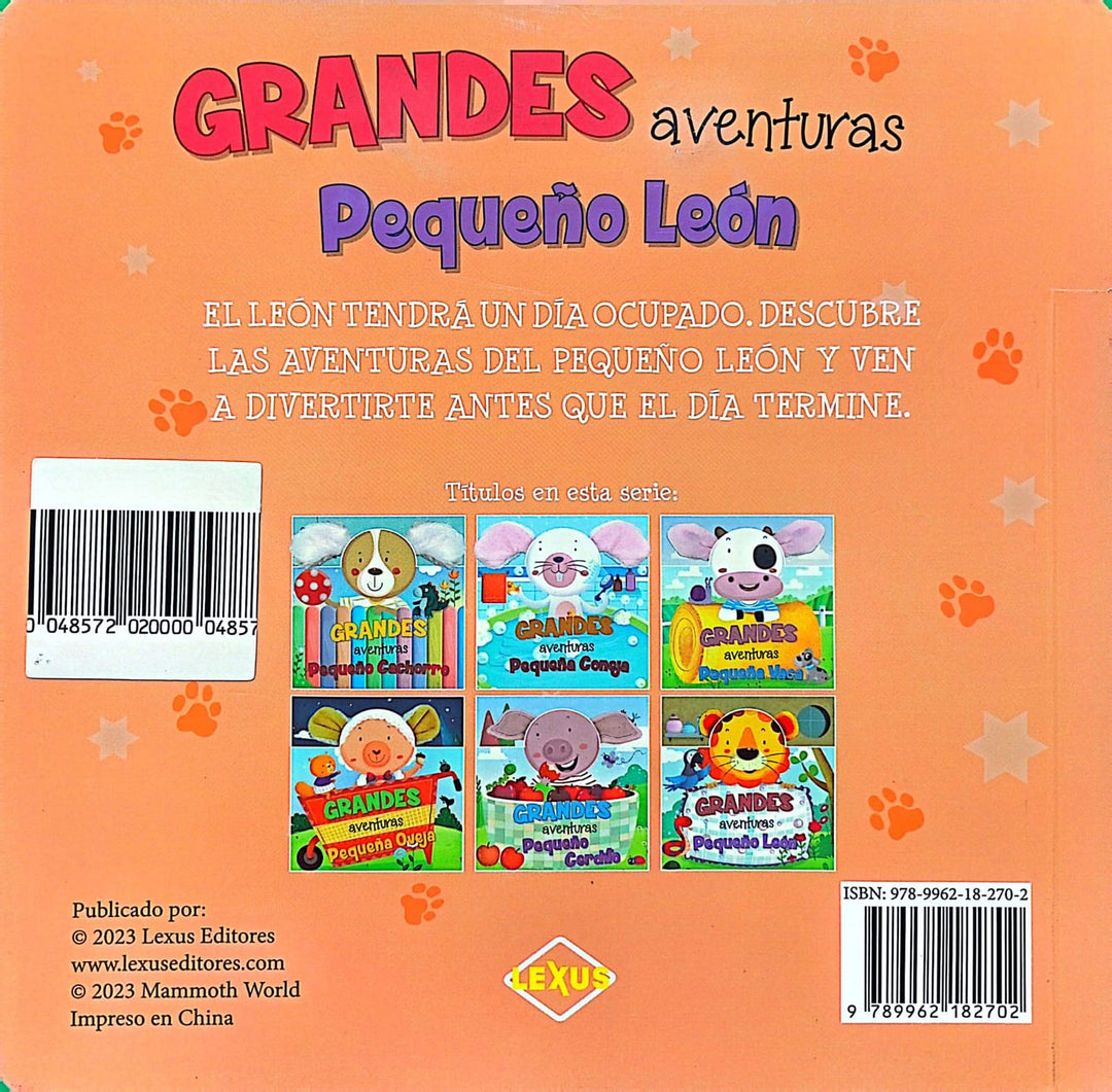 Libro Sensorial Pequeño Leon Con Orejas De Peluche