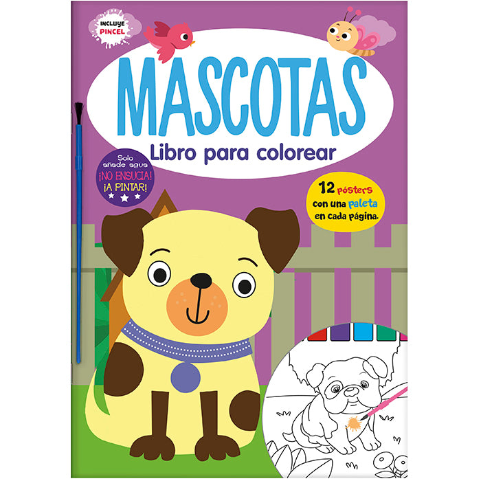 Libro Para Pintar Con Agua Mascotas niños