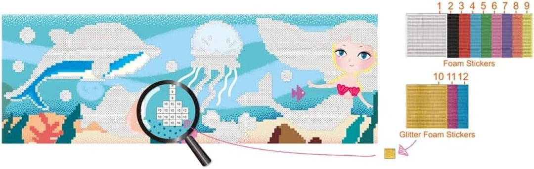 Set Arte Para Pintar Con Stickers Por Numeros Bajo Del Mar