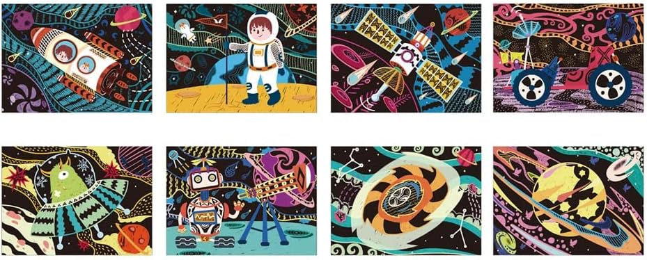 Set De Arte y Manualidades Para Raspar El Espacio
