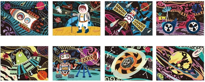 Set De Arte y Manualidades Para Raspar El Espacio