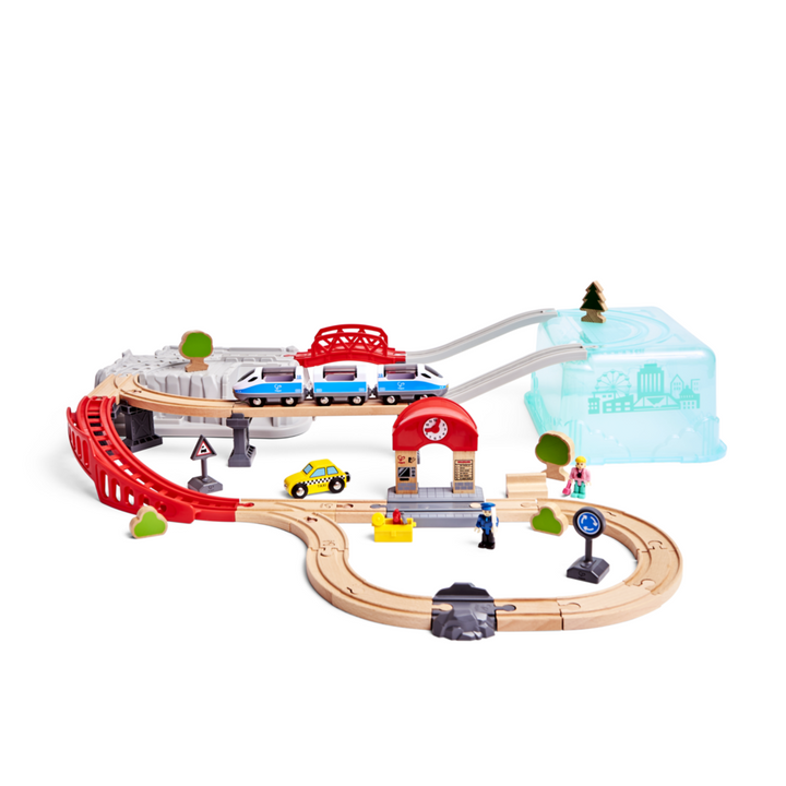 Juego de Construcción Trenes En Madera