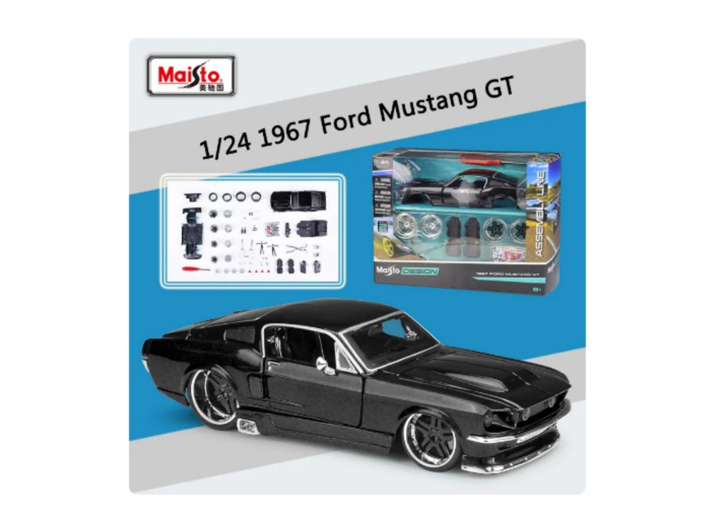 Carro A Escala 1/24 Ford Mustang 1967 Negro Para Armar Colección