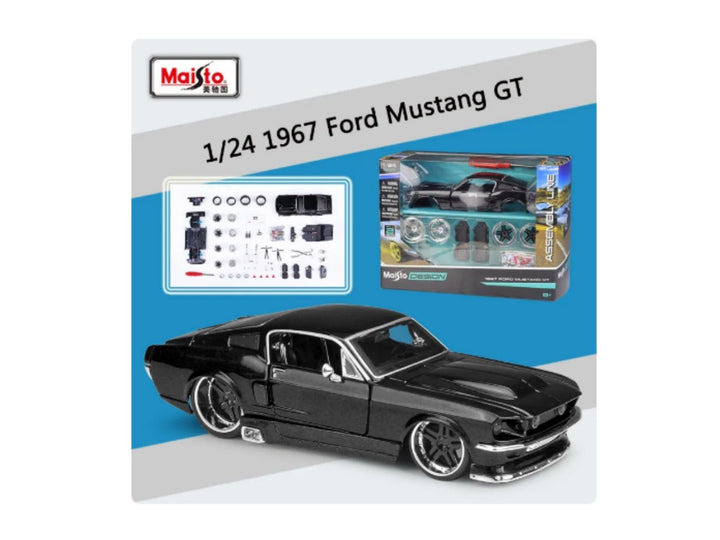 Carro A Escala 1/24 Ford Mustang 1967 Negro Para Armar Colección