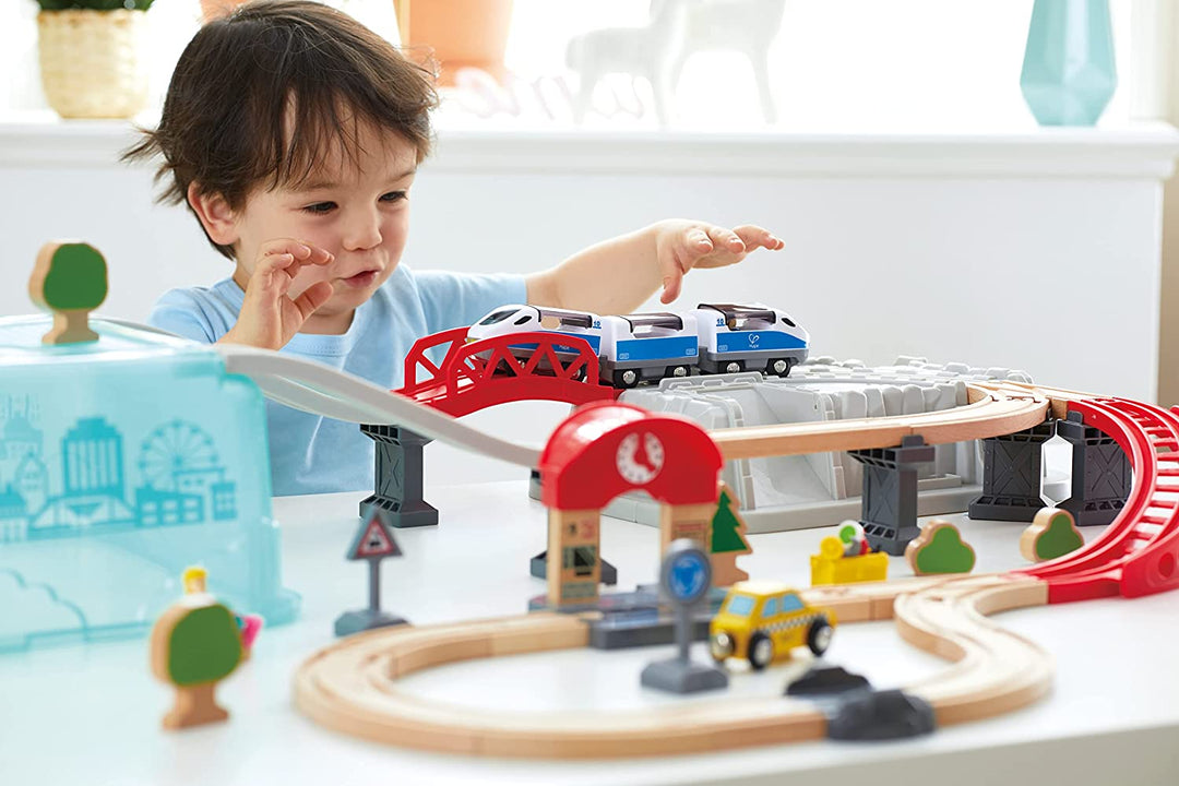Juego de Construcción Trenes En Madera