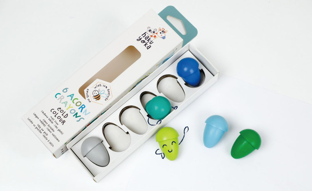 Caja De 6 Crayones Tonos Frios Ecologicos