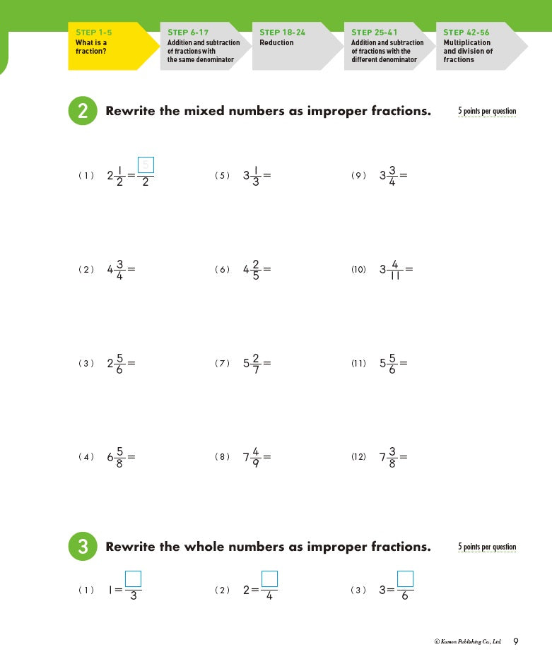 Libro Kumon Problemas Matemáticos Fracciones En Ingles