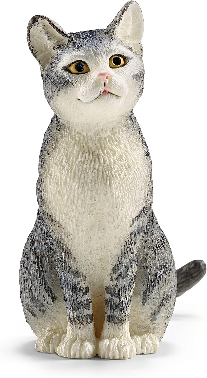 Figura Animales Gato Sentado Pintado a Mano