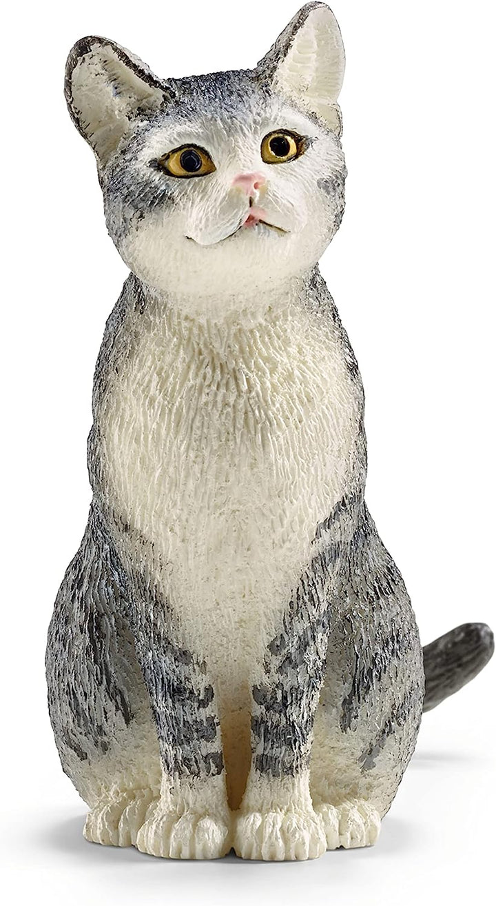 Figura Animales Gato Sentado Pintado a Mano