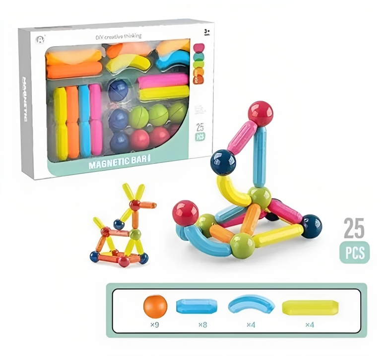 Juego De Construcción Magnético 25 Piezas Niños