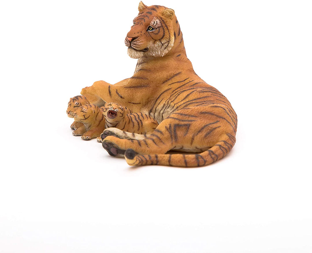 Figura Tigresa y Cachorros Pintados a Mano