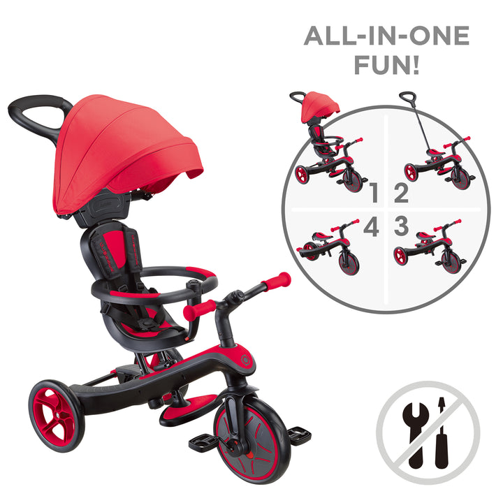 Triciclo y Bicicleta de Balance 4 En 1 Rojo Niños