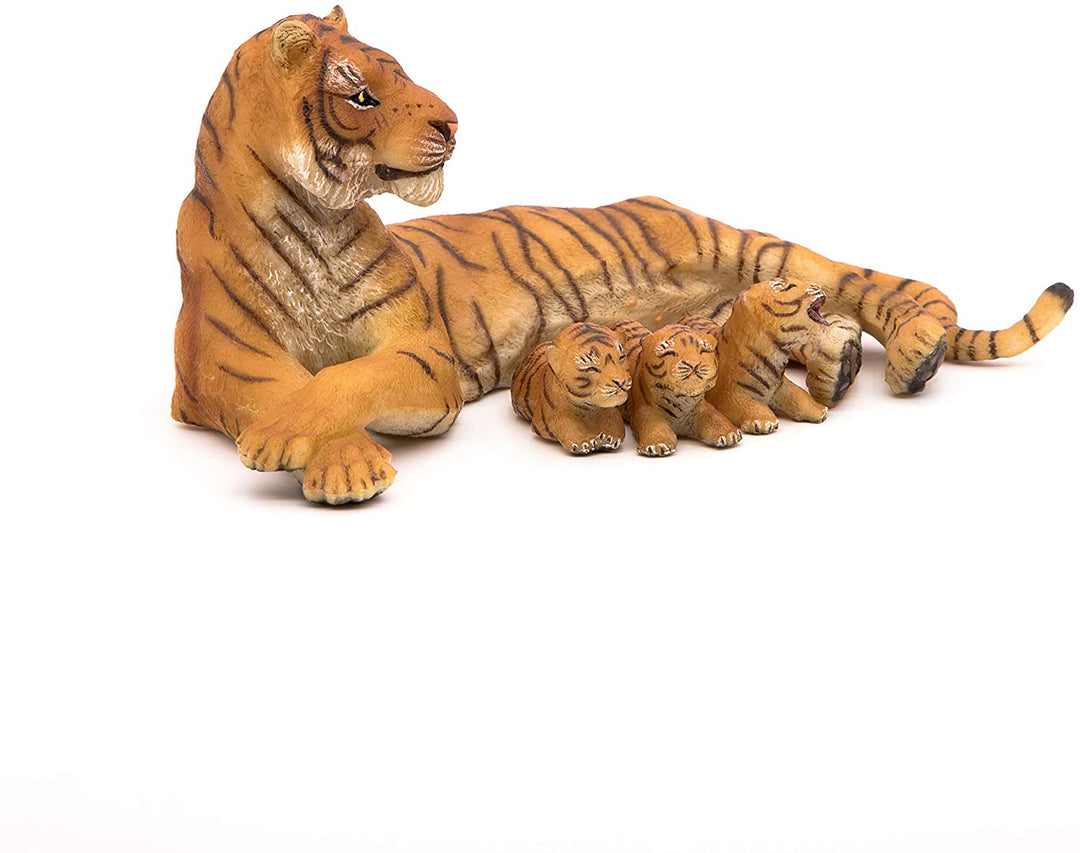 Figura Tigresa y Cachorros Pintados a Mano