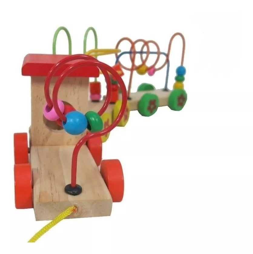Juego Didactico Tren De Madera Con Laberinto 3D