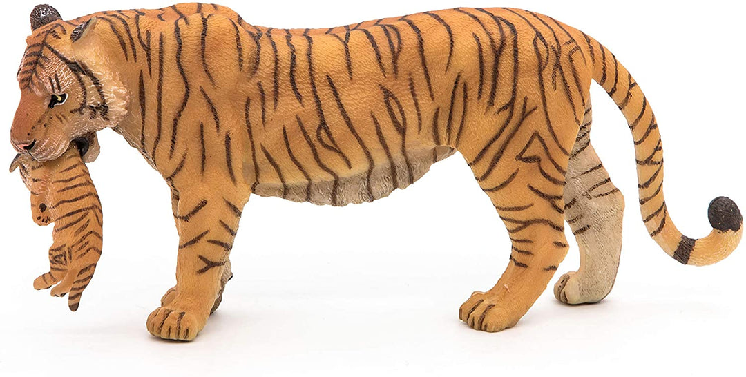 Figura Animales Tigre Con Cachorro Pintado a Mano