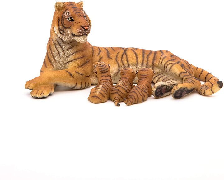 Figura Tigresa y Cachorros Pintados a Mano