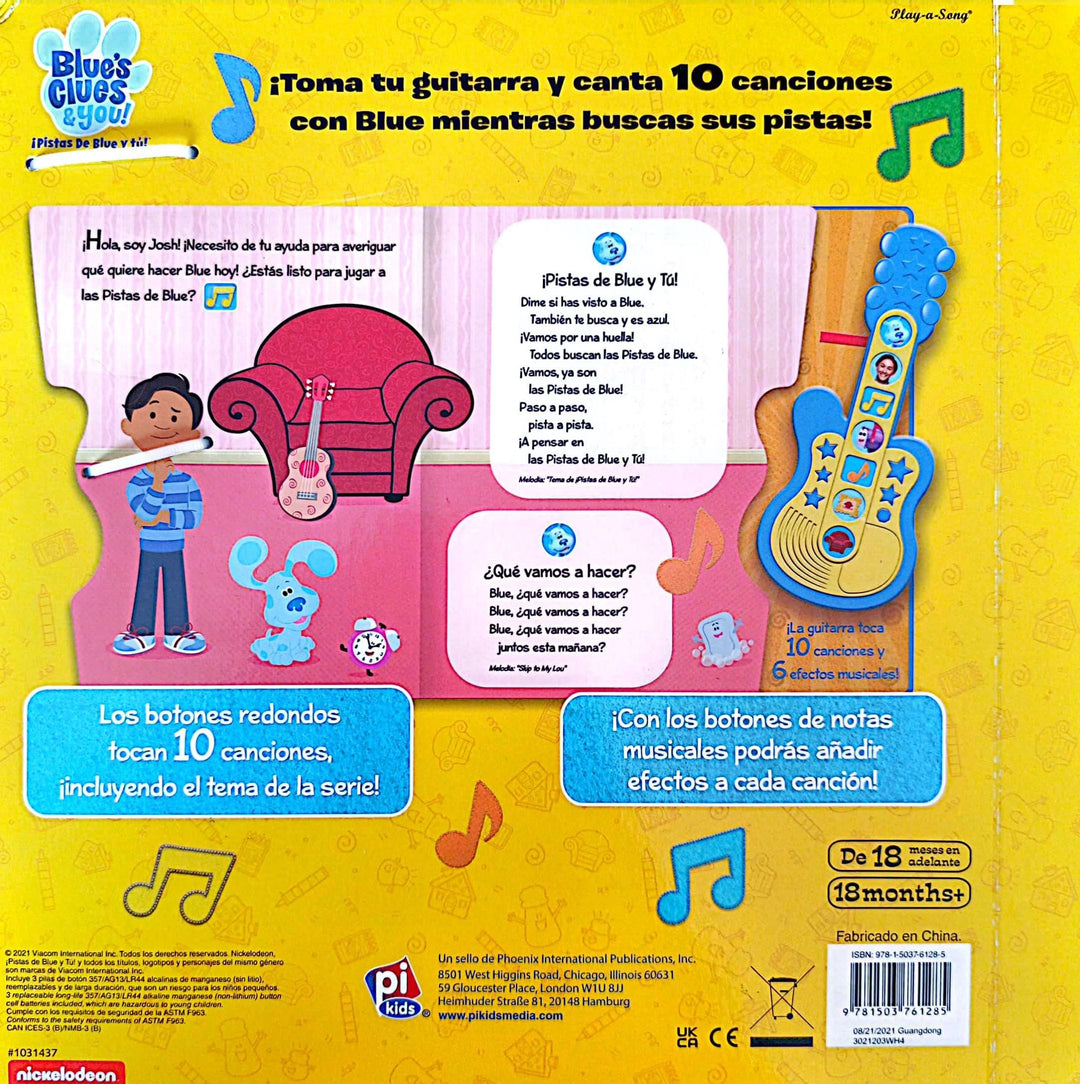 Libro 2 en 1 Toca Y Canta Con Blue Guitarra Interactiva