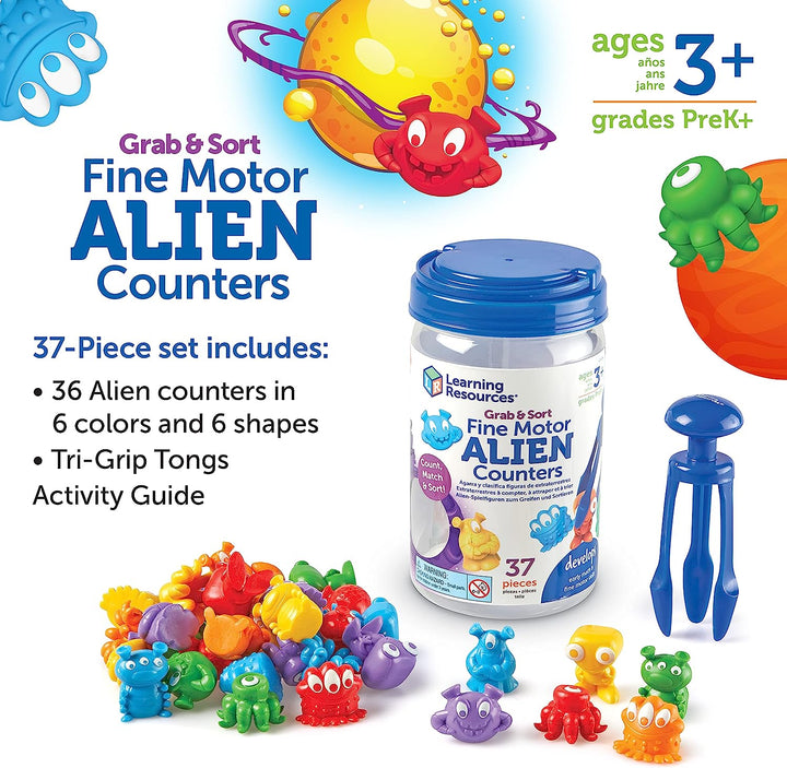 Juego  Set De Conteo Y Clasificación De Aliens Para Niños