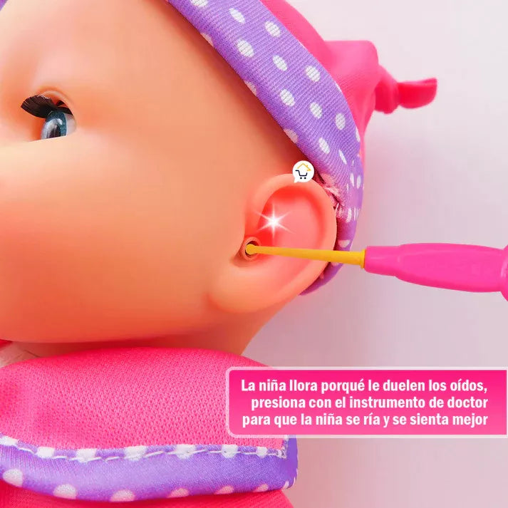 Muñeca Bebe Llorona Con Sonidos Set Medico Niñas