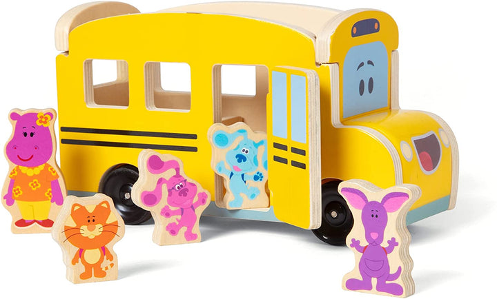 Bus Escolar De Impulso En Madera Pistas Blue