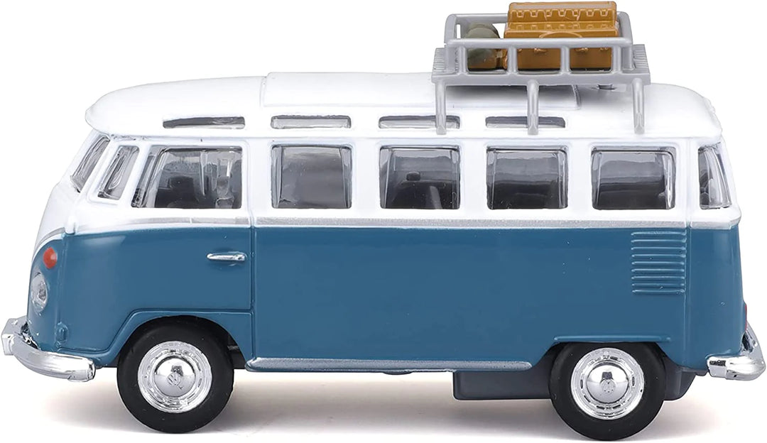 Furgoneta Volkswagen Van Samba Azul De Coleccion
