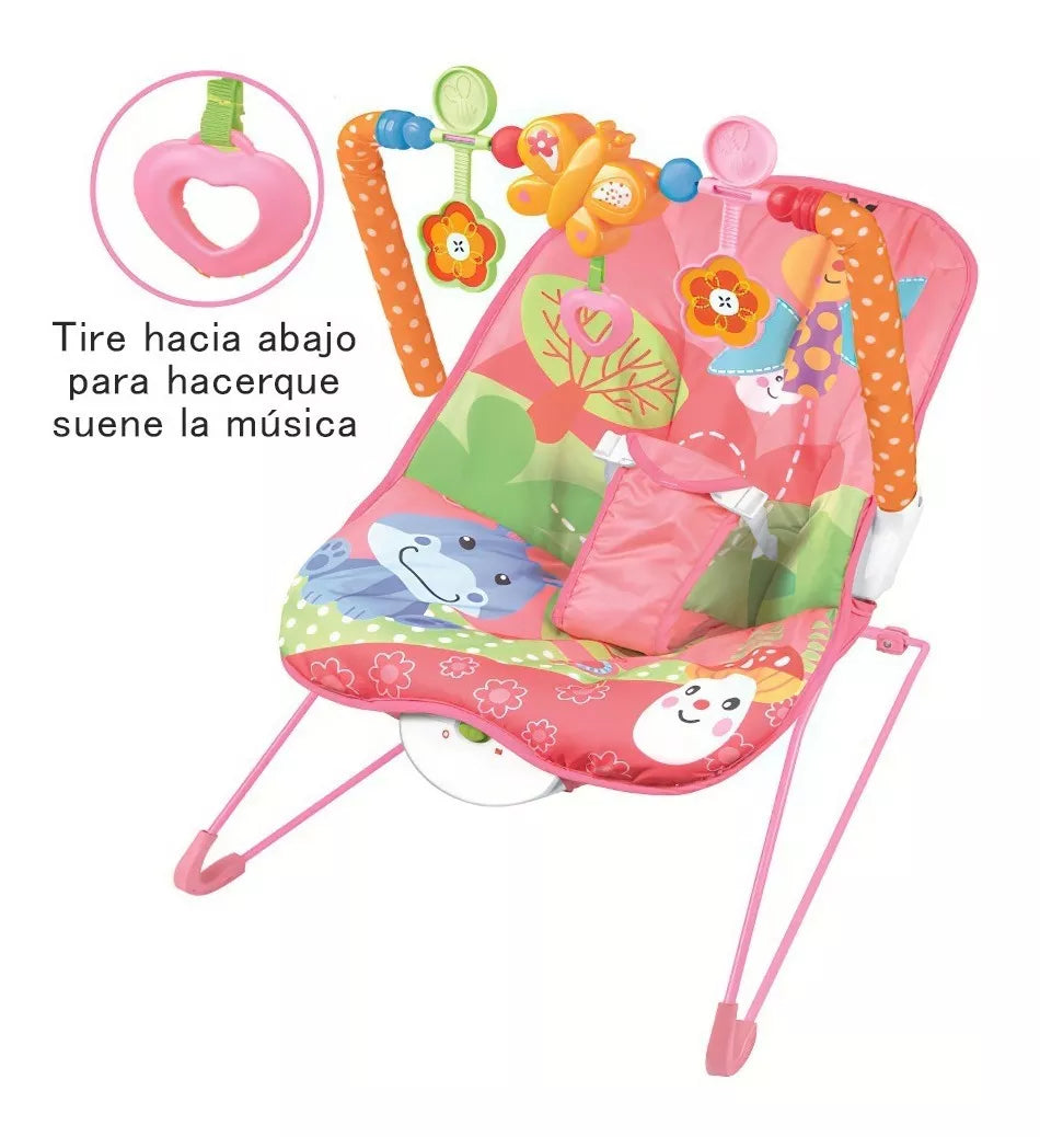 Silla Nido Rosada Con Vibración  Para Bebe