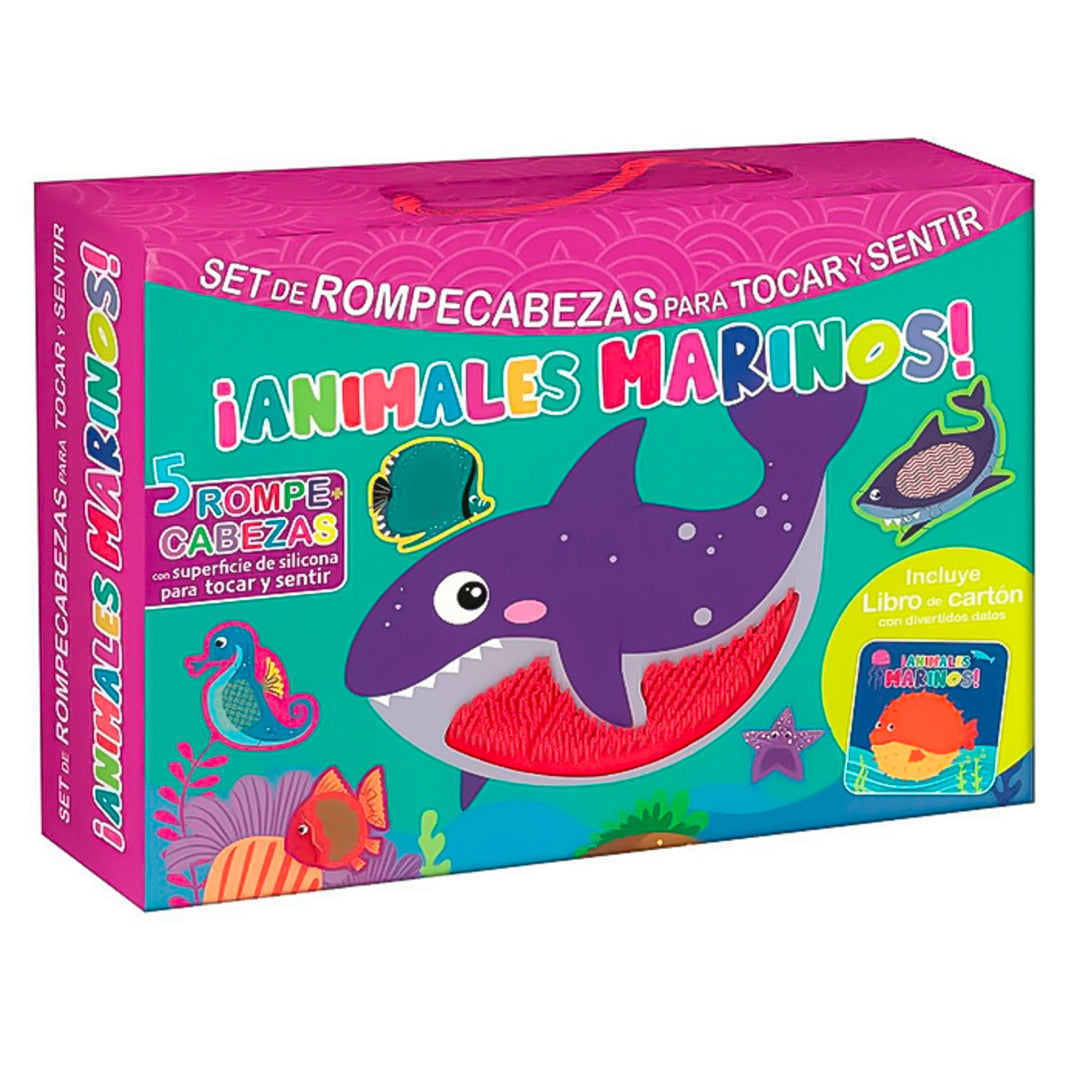 Set Libro Y Rompecabezas Sensorial Animales Del Mar