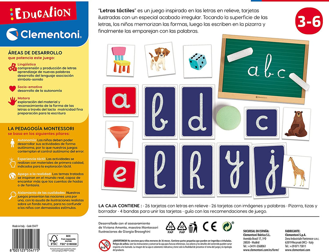 Juego Montessori Letras Táctiles Para Niños