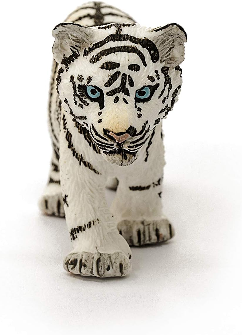 Figura Animales Cachorro Tigre Blanco Pintado A Mano