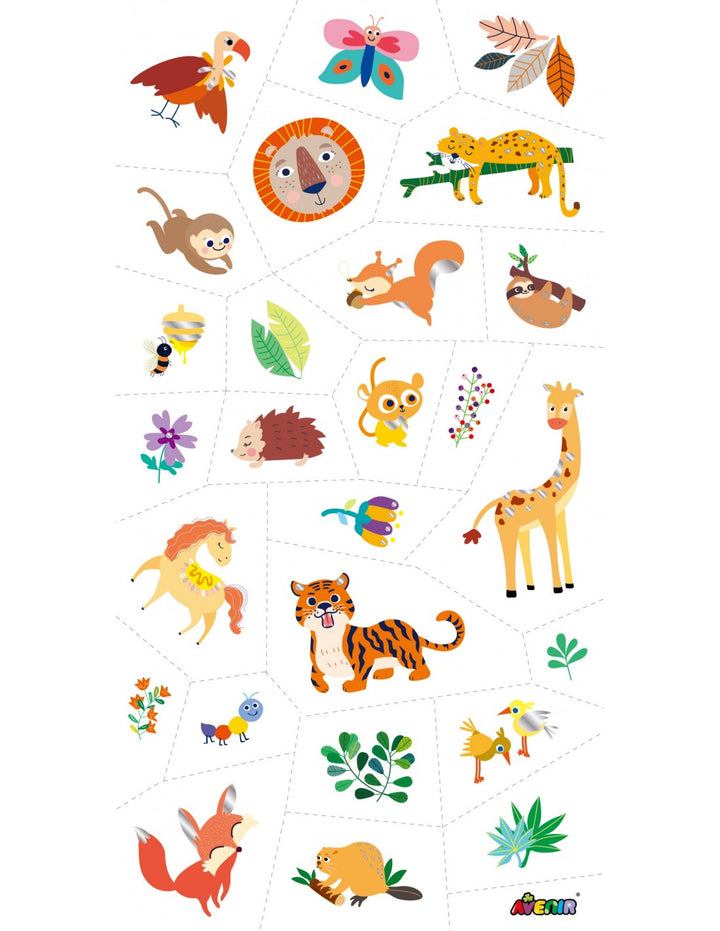 Set De Arte Stickers Y Tattoo Animales De La Selva