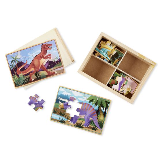 Caja con 4 Rompecabezas de Dinosaurios