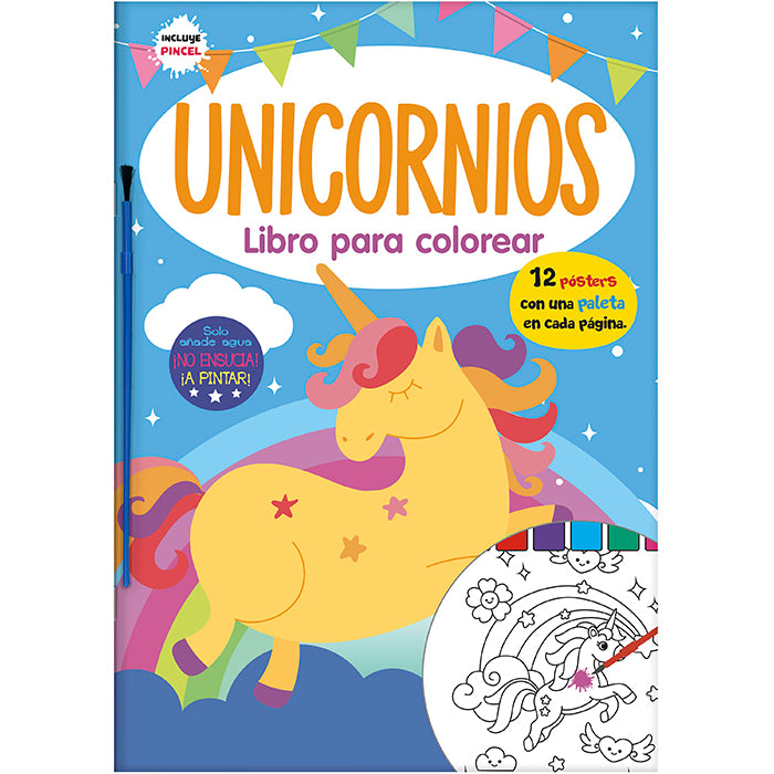 Libro Para Pintar Con Agua unicornios niños