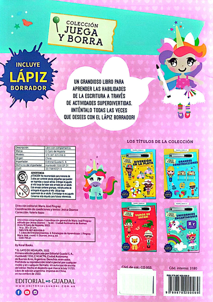 Libro De Pasatiempos Juega Y Borra Unicornios Encantadores