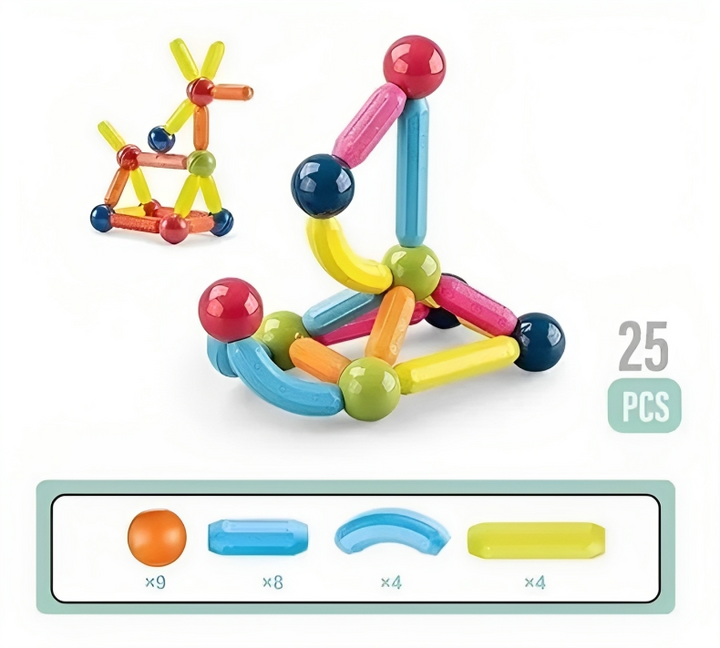 Juego De Construcción Magnético 25 Piezas Niños