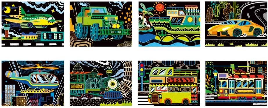 Set De Arte y Manualidades Para Raspar Transportes