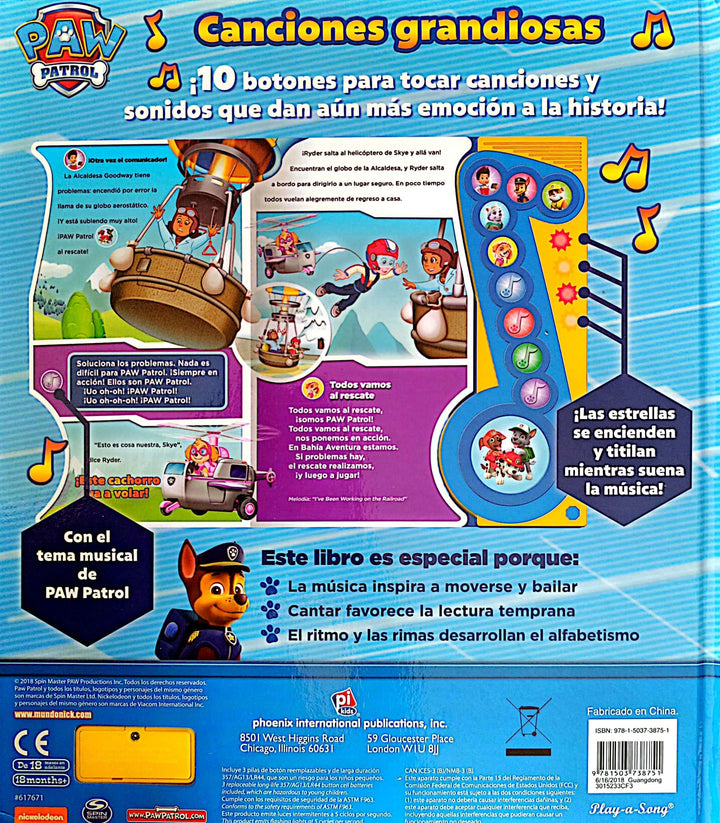 Libro Interactivo Canciones Grandiosas Paw Patrol