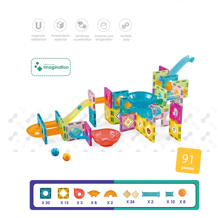 Juego Laberintos Magnéticos 91 Piezas Para Niños