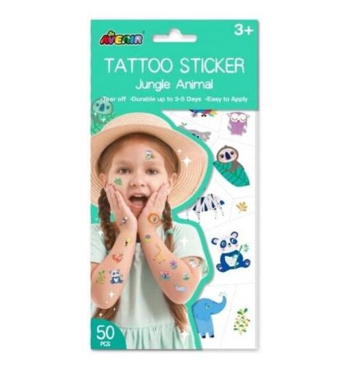 Set De Arte Stickers Y Tattoo Animales De La Selva