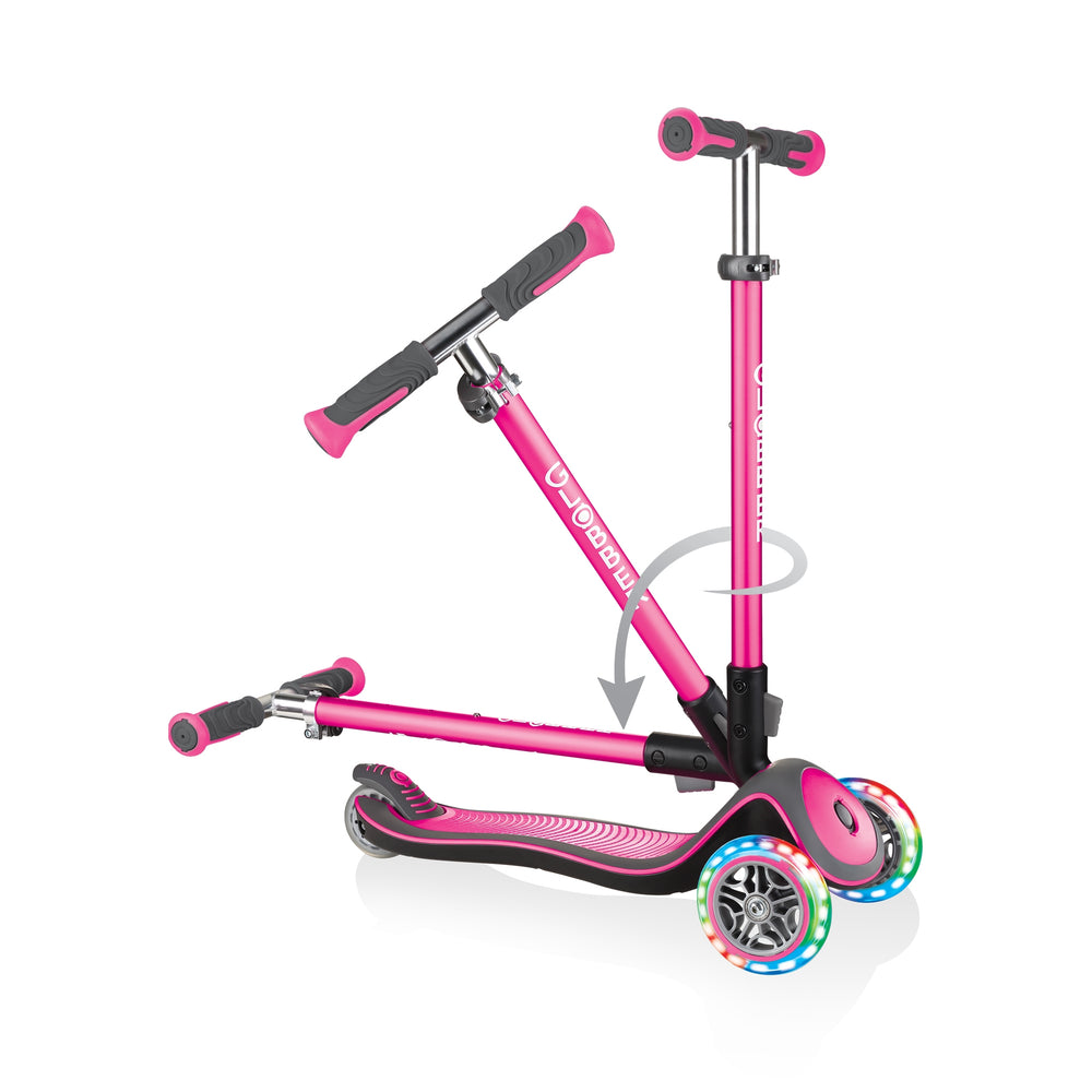 Patineta Globber Elite Con Luces Rosada