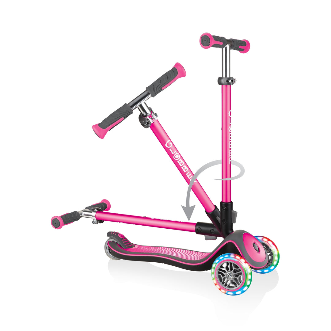 Patineta Globber Elite Con Luces Rosada