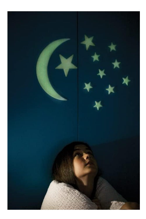 Set Luna Y Estrellas Brillan En La Oscuridad