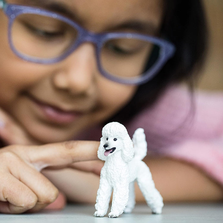 Figura Animales Perro Caniche Blanco Pintado A Mano