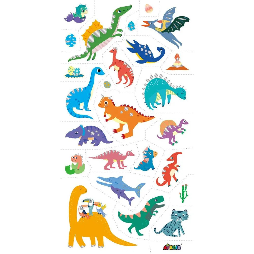 Set De Arte Stickers Y Tattoo Dinosaurios
