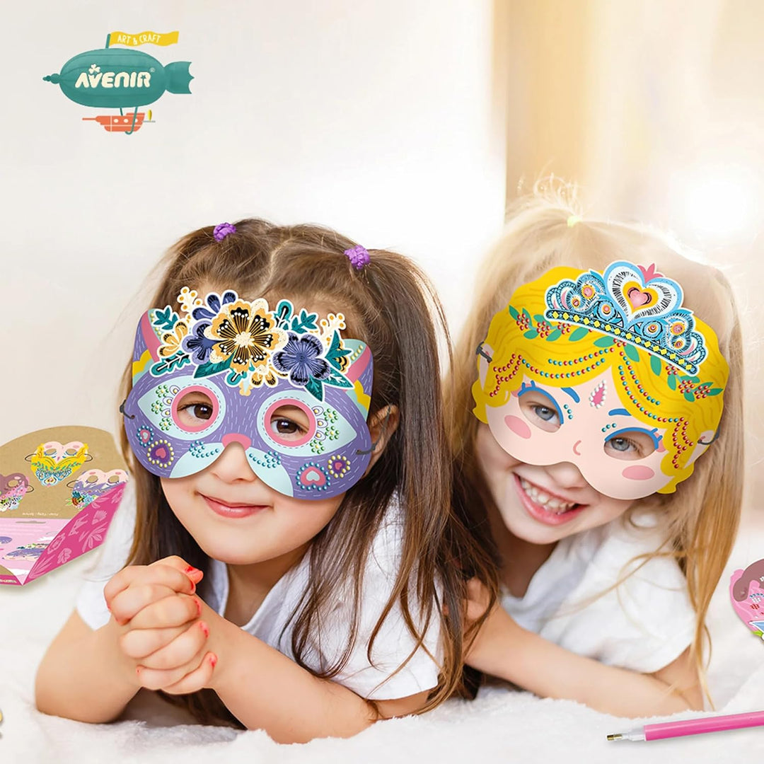 Set Arte Y Diseño Con Diamantes Mascaras Princesas y Flores