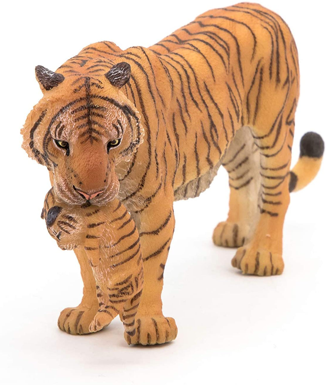 Figura Animales Tigre Con Cachorro Pintado a Mano