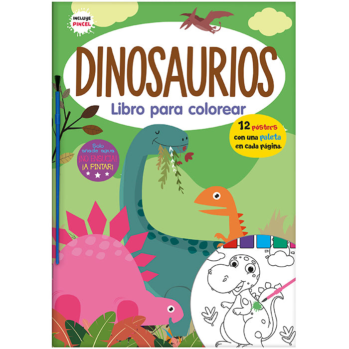 Libro Para Pintar Con Agua Dinosaurios niños